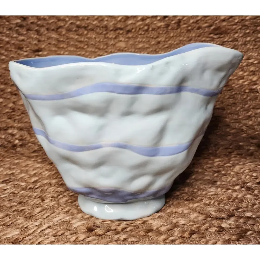 Vintage Côte d'Azur Blue Ceramic Planter Vase Centerpiece Home Decor